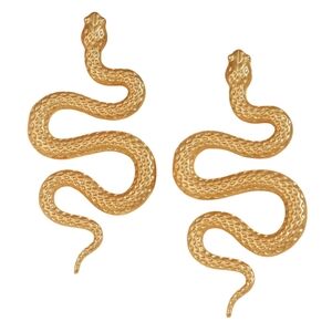 Gold Snake Earrings 3D Snakes Modern Nature Goth Glam Statement Post Halloween
